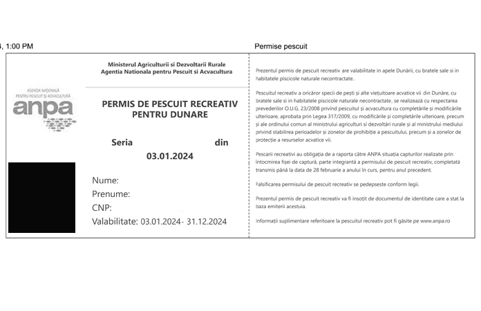 Permisul de pescuit ANPA 2024 permisul de pescuit anpa 2024